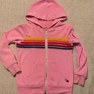 Aviator Nation Girls Hoodie 5 Stripe Pink Size 10